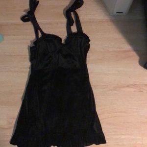 Black velvet ruffle dress